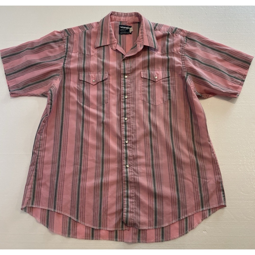 Mens WRANGLER Western Wear Shirt Pearl Snaps X-Long Tail 18